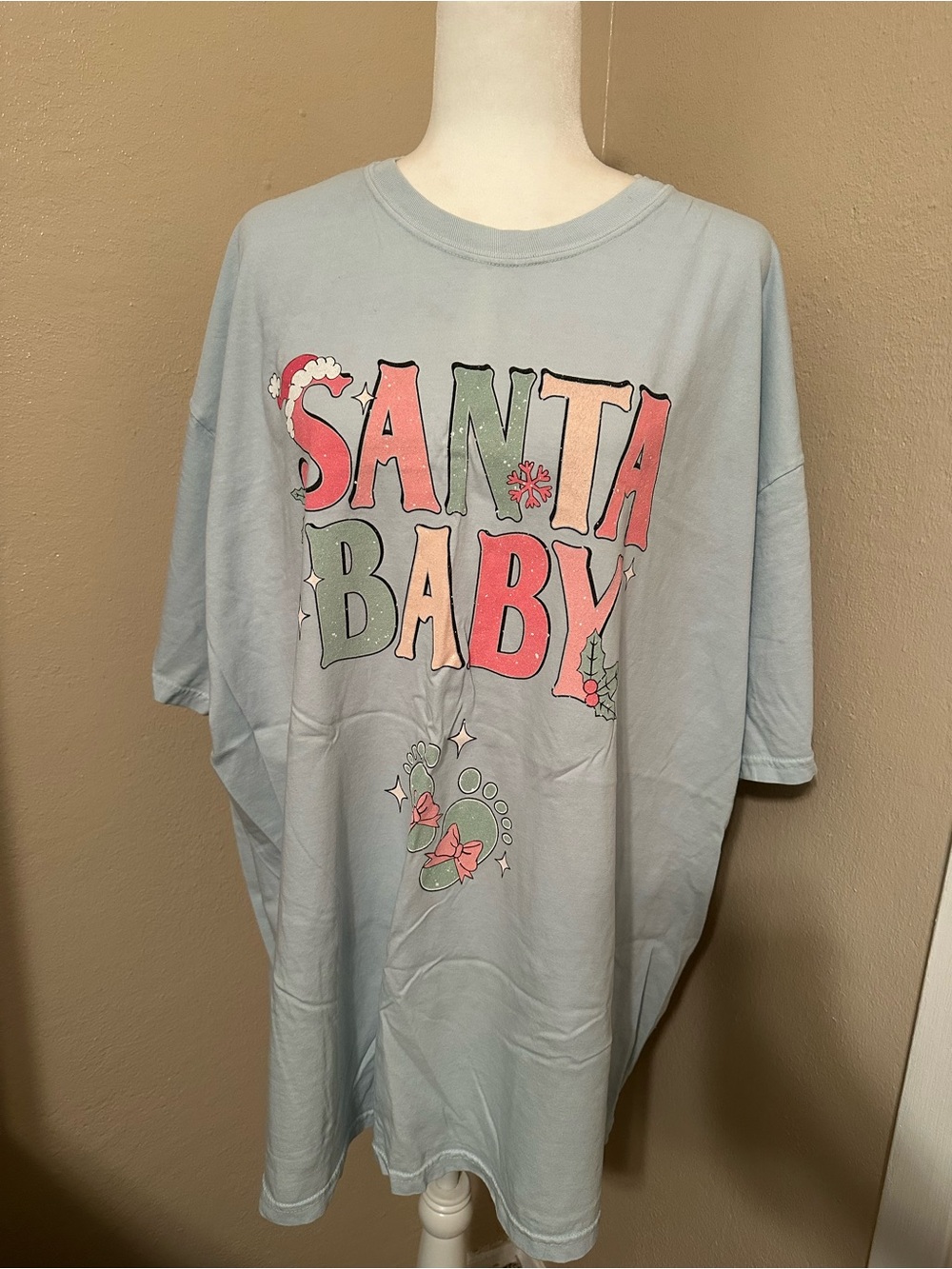 Santa Baby Graphic Tee - Light Blue maternity Shirt